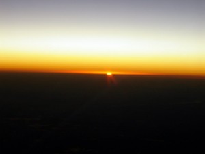 Sunset at 40,000 feet. Sunset over the Midwest.